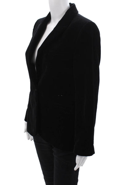 Cefinn Women Black Cotton Collared Button Blazer Long Sleeve Size 4