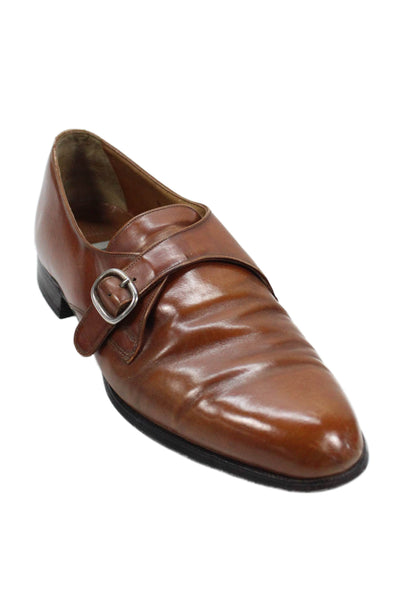 Bally Prestige Mens Leather Buckled Monk Strap Dress Shoes Brown Size 10.5
