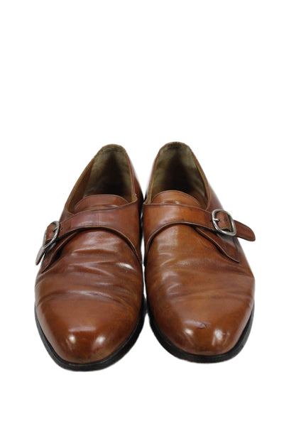 Bally Prestige Mens Leather Buckled Monk Strap Dress Shoes Brown Size 10.5