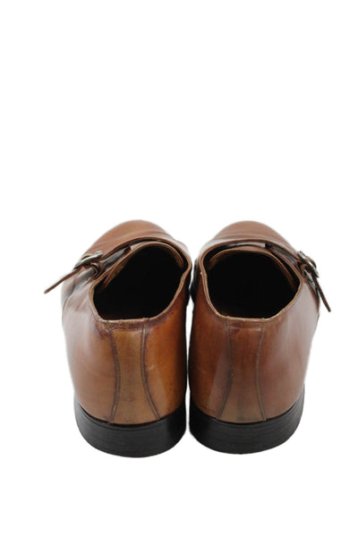 Bally Prestige Mens Leather Buckled Monk Strap Dress Shoes Brown Size 10.5
