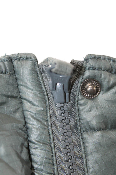 J Crew Women Quilted Puffer Vest Green 100% Nylon Button High Neck Size S