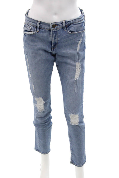Frame Women Cropped Ankle Jeans Light Blue Low Rise Size 27