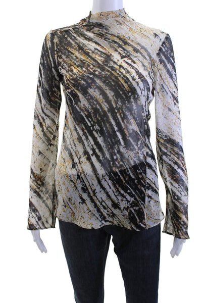 Zara Womens Black Mock Neck Long Sleeve Polyester Blouse Size S