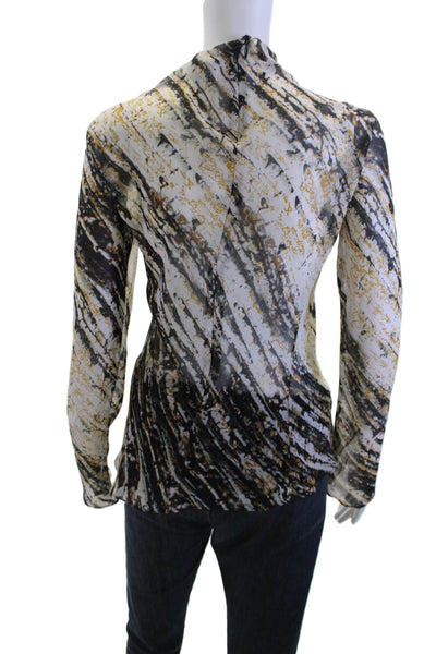 Zara Womens Black Mock Neck Long Sleeve Polyester Blouse Size S