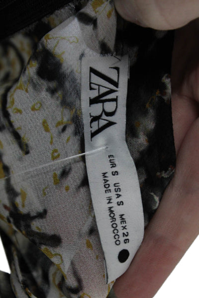 Zara Womens Black Mock Neck Long Sleeve Polyester Blouse Size S