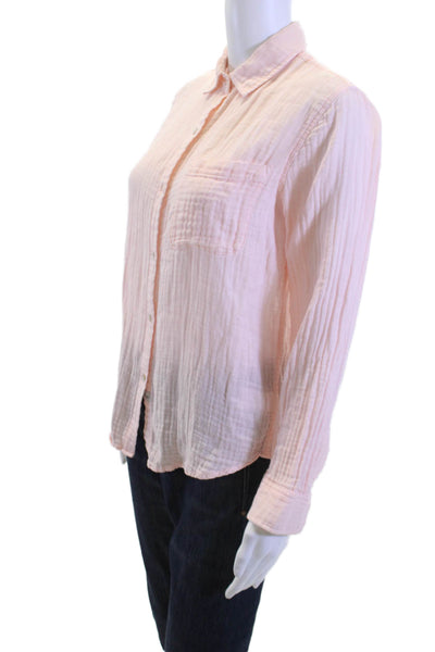 Rails Women Collared Long Sleeve Button-Up Cotton Blouse Pink Size XS
