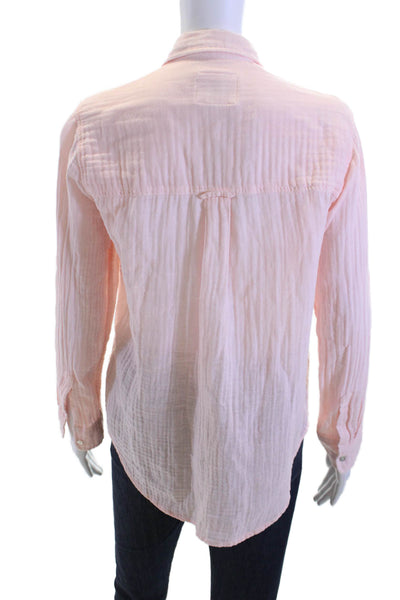 Rails Women Collared Long Sleeve Button-Up Cotton Blouse Pink Size XS