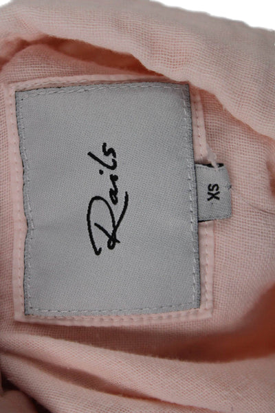 Rails Women Collared Long Sleeve Button-Up Cotton Blouse Pink Size XS