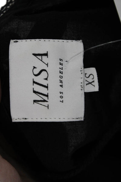 Misa Womens Black Bohemian Long Sleeve Cotton Blouse Size XS