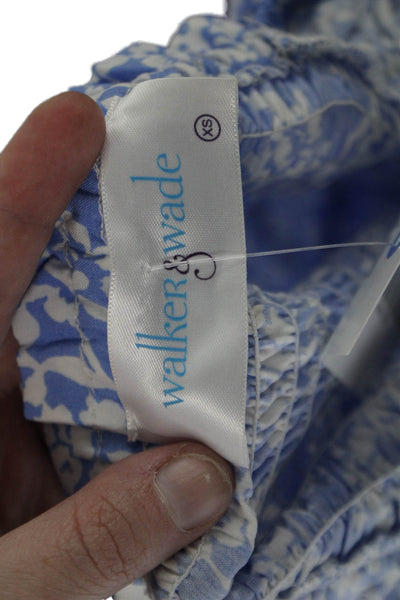 Walker & Wade Women Maxi Sundress Blue Floral Square Neck Short Sleeve Size XS