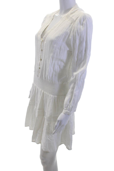 Rails Womens Shirt Dress White V-Neck Long Sleeve Linen Rayon Size XS