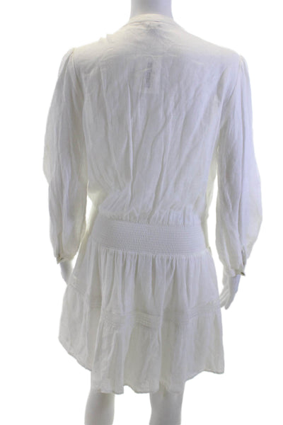 Rails Womens Shirt Dress White V-Neck Long Sleeve Linen Rayon Size XS