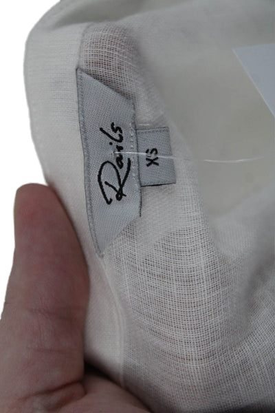 Rails Womens Shirt Dress White V-Neck Long Sleeve Linen Rayon Size XS