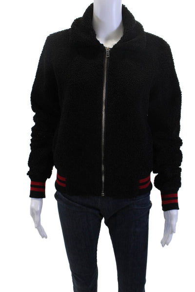 Philanthropy Women Black Bomber Jacket Zip Size XS