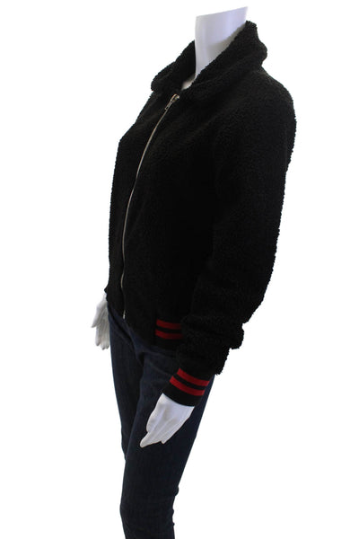 Philanthropy Women Black Bomber Jacket Zip Size XS