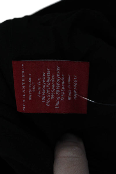 Philanthropy Women Black Bomber Jacket Zip Size XS