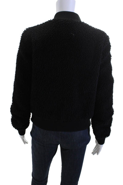 Philanthropy Women Bomber Jacket Black Zip Crew Neck Size XS