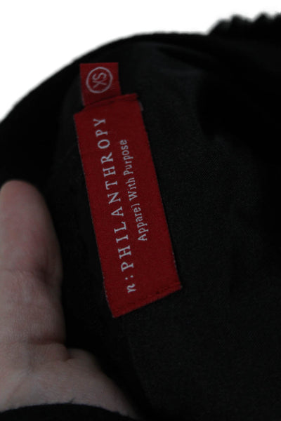 Philanthropy Women Bomber Jacket Black Zip Crew Neck Size XS