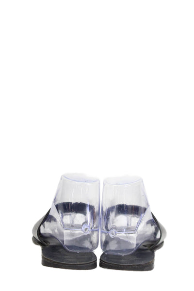 Seychelles Women Leather Cross Strap Slide On Sandals Black Size 8.5
