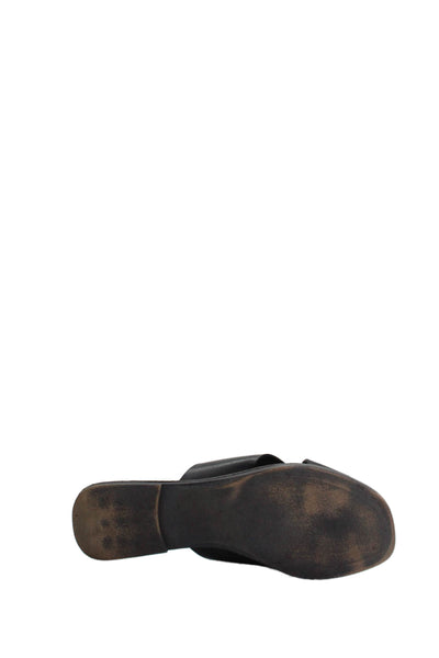 Seychelles Women Leather Cross Strap Slide On Sandals Black Size 8.5
