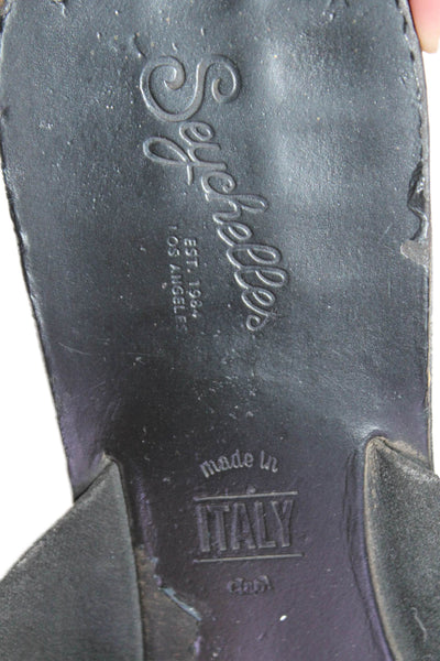 Seychelles Women Leather Cross Strap Slide On Sandals Black Size 8.5