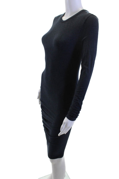T Alexander Wang Women Black Bodycon Sheath Dress Long Sleeve Crew Neck Size XS