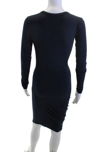 T Alexander Wang Women Black Bodycon Sheath Dress Long Sleeve Crew Neck Size XS