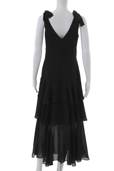 Wayf Women Maxi Sundress Black V-Neck Midi Sleeveless Polyester Size 8