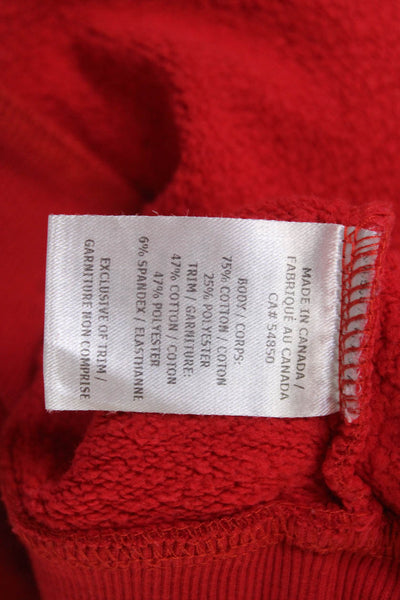 Wesley Women Pullover Hoodie Red Button Long Sleeve College Size L