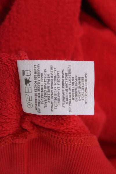Wesley Women Pullover Hoodie Red Button Long Sleeve College Size L