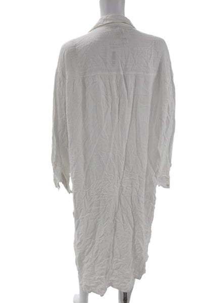 L Space, Women, Shirt Dress White Long Sleeve Collared Midi Button Size M