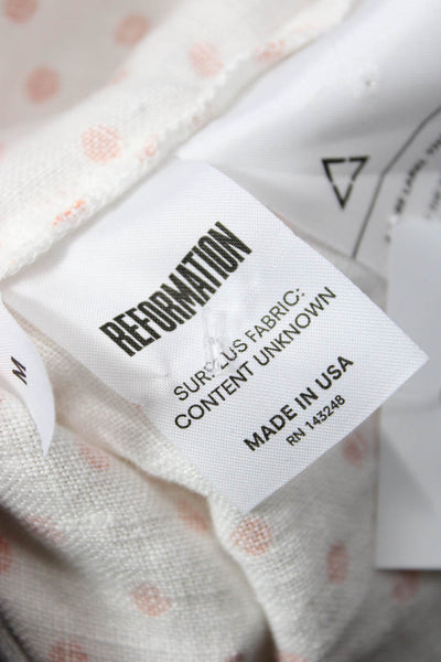 Reformation Women Shift Dress White Polka Dot Sleeveless Size M