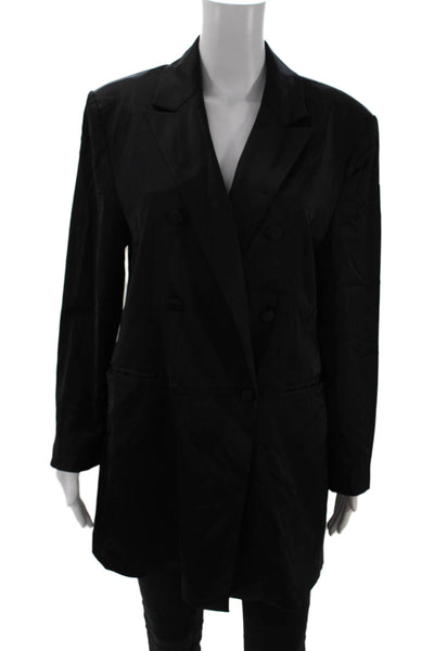 The Drop Womens Black Blazer Collared Button Long Sleeve Classic Size M
