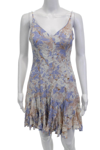 ASTR Women Slip Dress Light Blue V-Neck Drawstring Sleeveless Short Size S