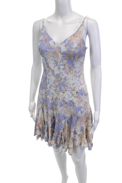 ASTR Women Slip Dress Light Blue V-Neck Drawstring Sleeveless Short Size S