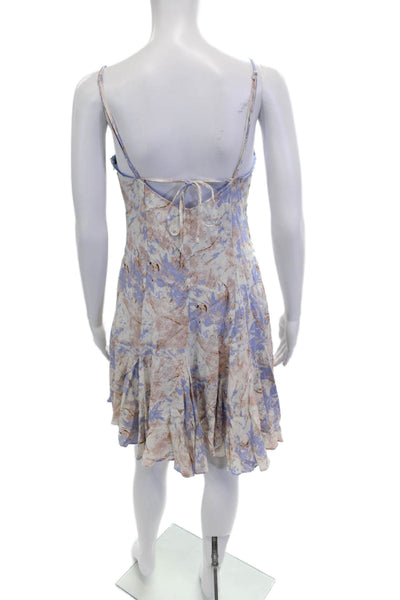 ASTR Women Slip Dress Light Blue V-Neck Drawstring Sleeveless Short Size S