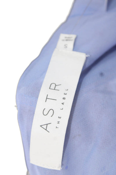 ASTR Women Slip Dress Light Blue V-Neck Drawstring Sleeveless Short Size S