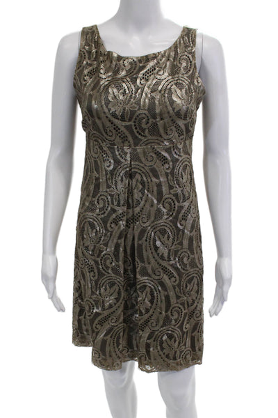 Tibi Women Sheath Tank Dress Brown Paisley Knee-Length Sleeveless Size 6