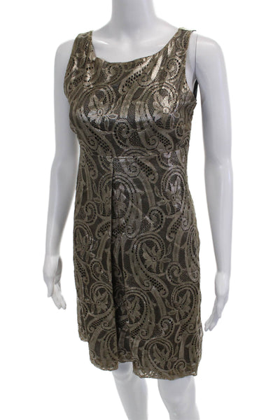 Tibi Women Sheath Tank Dress Brown Paisley Knee-Length Sleeveless Size 6