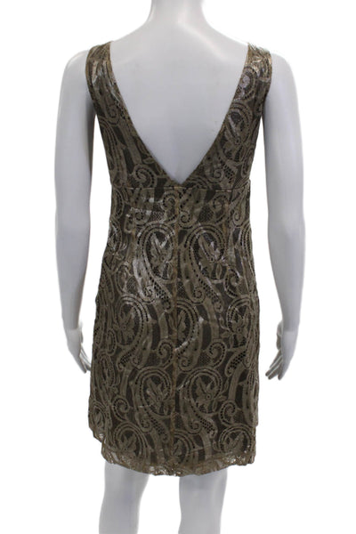 Tibi Women Sheath Tank Dress Brown Paisley Knee-Length Sleeveless Size 6