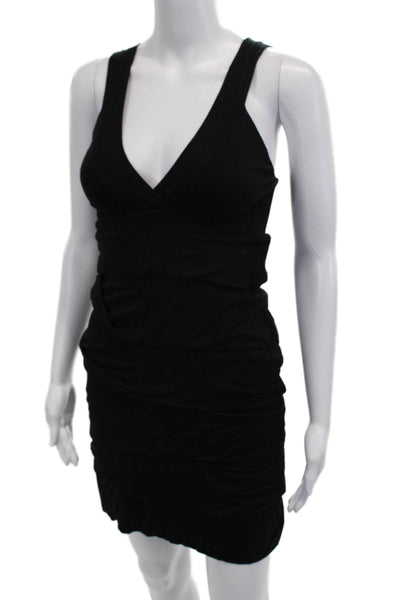 Aqua Women Black Bodycon Mini Dress V-Neck Sleeveless Size XS