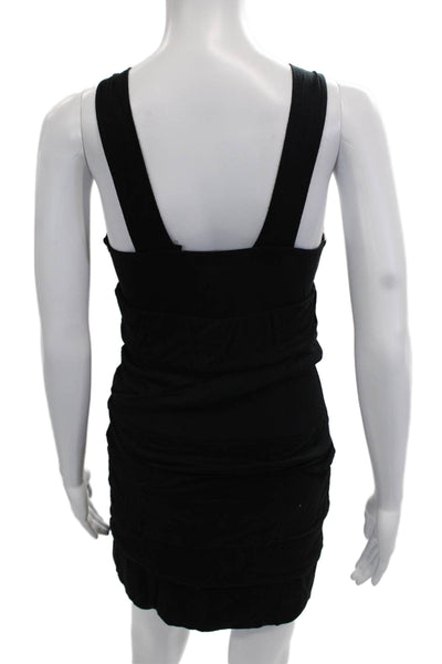 Aqua Women Black Bodycon Mini Dress V-Neck Sleeveless Size XS