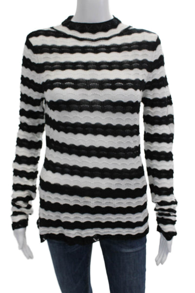 Dagmar Unisex Pullover Sweater Black Striped Crew Neck Long Sleeve Size S