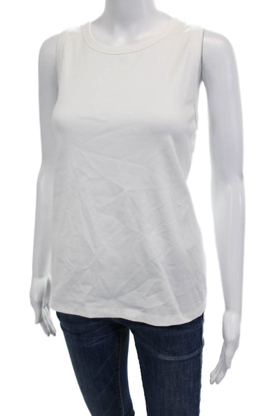 Lafayette 148 New York Women Basic Tank Sleeveless Crew Neck White Size M