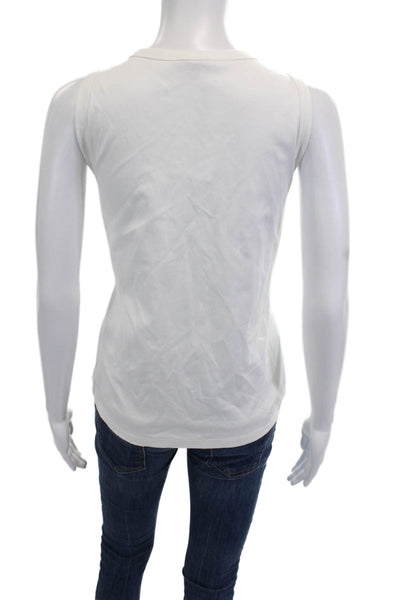 Lafayette 148 New York Women Basic Tank Sleeveless Crew Neck White Size M