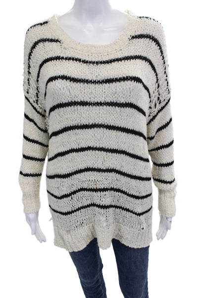 IRO Womens Pullover Striped Sweater Beige Round Neck Long Sleeve Size XS
