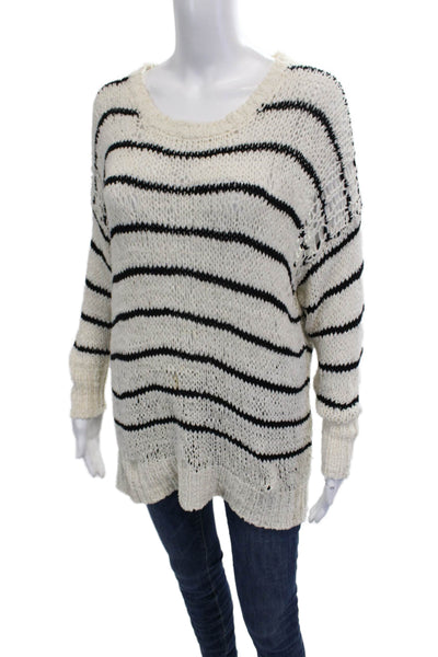 IRO Womens Pullover Striped Sweater Beige Round Neck Long Sleeve Size XS
