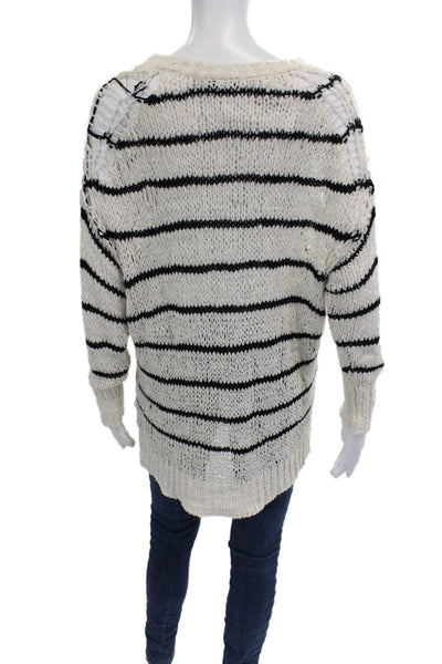 IRO Womens Pullover Striped Sweater Beige Round Neck Long Sleeve Size XS