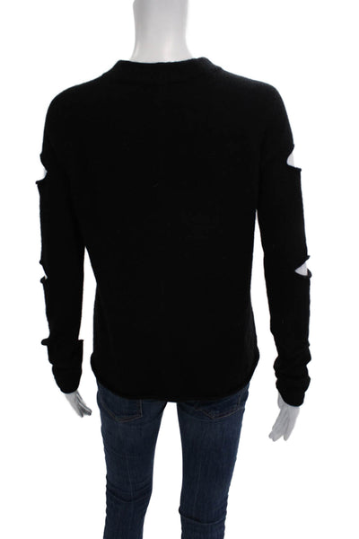 360 Cashmere Women Pullover Sweater Black Mock Neck Long Sleeve Size S