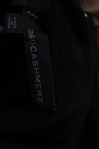 360 Cashmere Women Pullover Sweater Black Mock Neck Long Sleeve Size S
